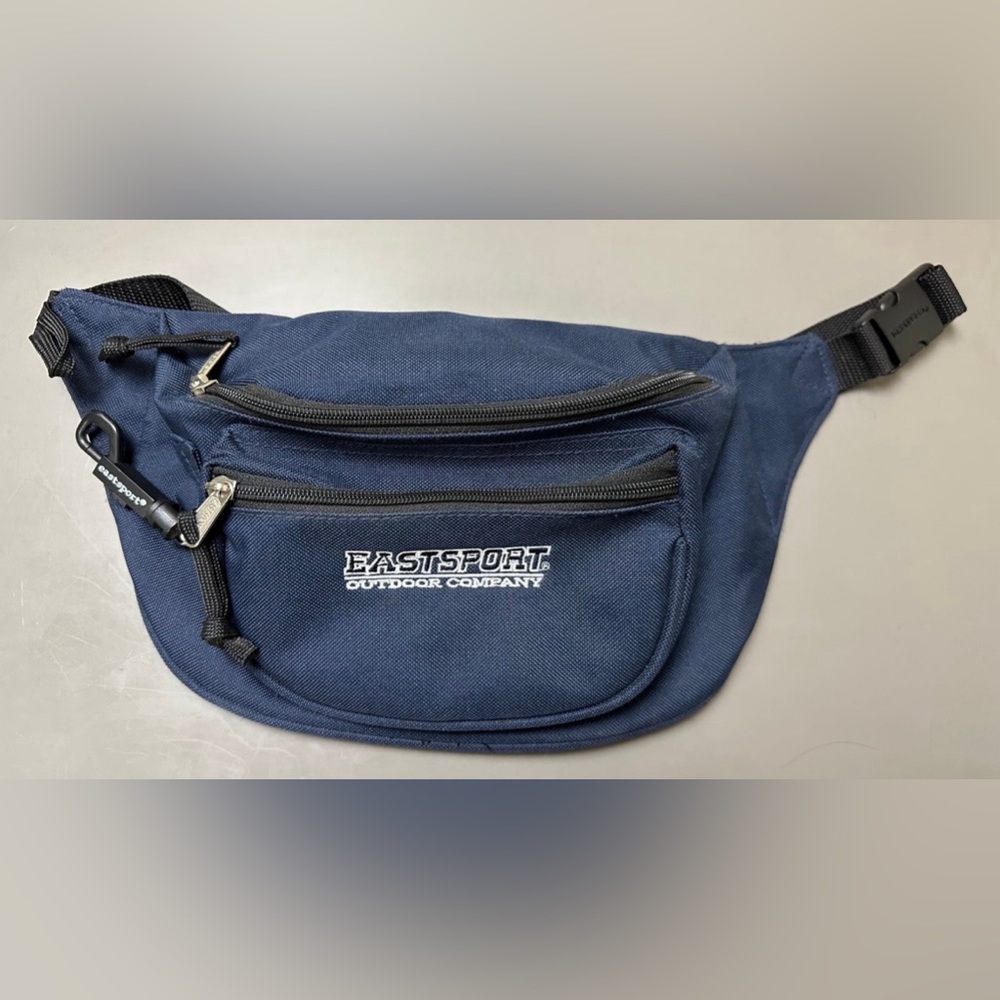 Vintage 1990s EastSport Outdoor Company FANNY PACK Navy Blue Waist Belt Bag Y2K